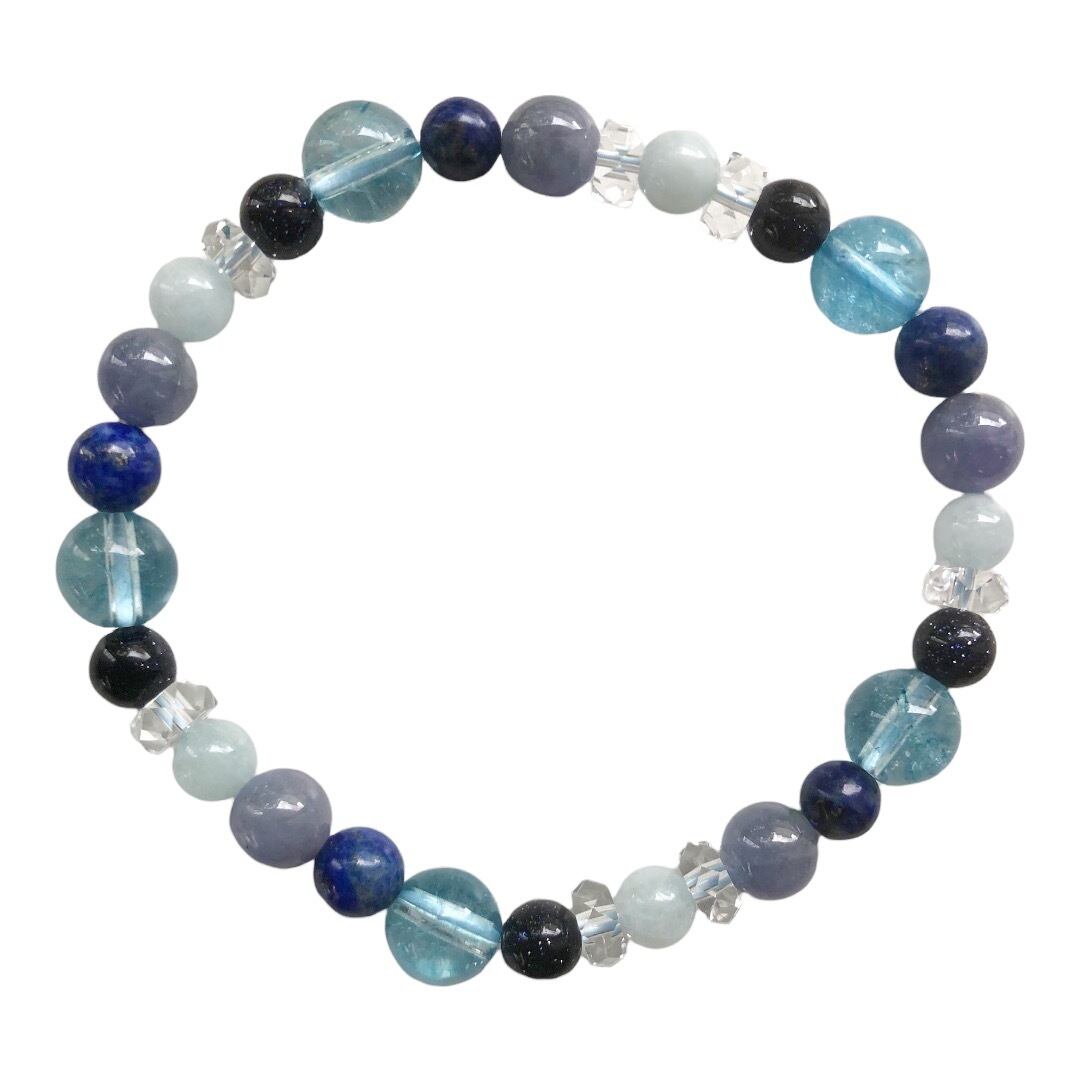 ❇haru様 ご依頼品 天然石ブレスレット 頑張る人の御守りブレスレット ブルーの天然石ブレスレット