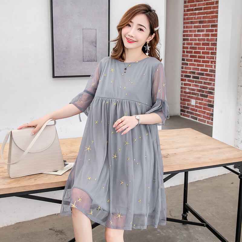 【新作】【送料無料】 マタニティウェア2019夏バージョンの新しいゆったりとした妊婦の授乳ドレスファッションメッシュ妊婦の授乳ドレス-アリババ サマー 夏物 expec282773479237