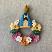 フォークアート OA 壁掛け フラワーリース&アパレシーダ