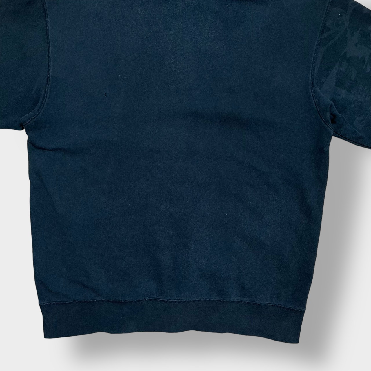 【VOLCOM】パーカー ジップアップ プリント フーディー スウェット hoodie ブラック L ボルコム スケボー スケート US古着