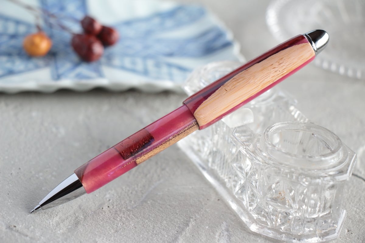 一点もの軸 ロータスピンク&コーラルウッド・多機能ペン