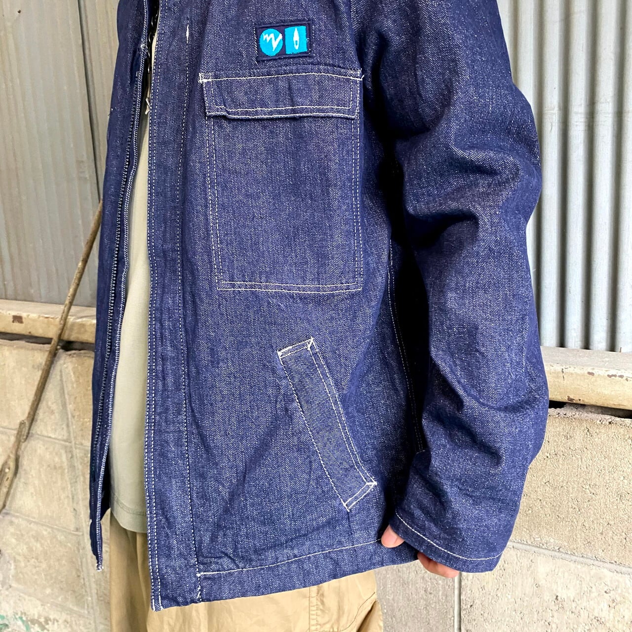 US古着【民族 ゴブラン 刺繍 ベロア パッチワーク ジャケット】メンズL B03_3929_c612ca2a-8b94-464b-