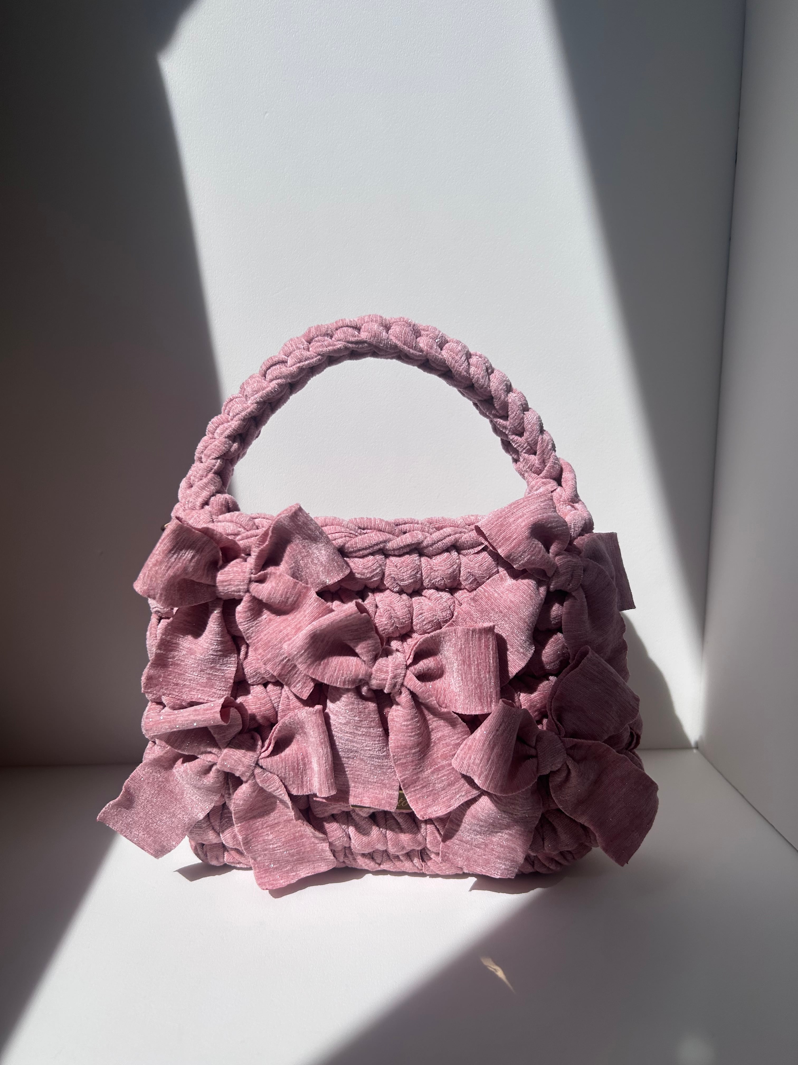 Lame Ribbon Frill Bag pink