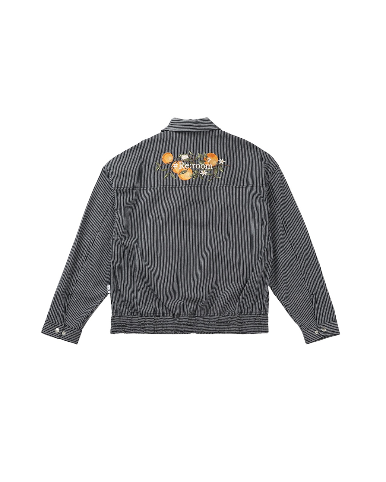 【#Re:room】ORANGE FLOWER EMBROIDERY STRIPE JACKET［REJ146］