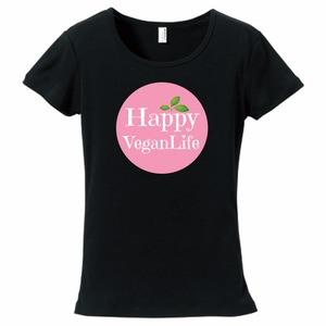 Happy Vegan Life Tシャツ　ブラック