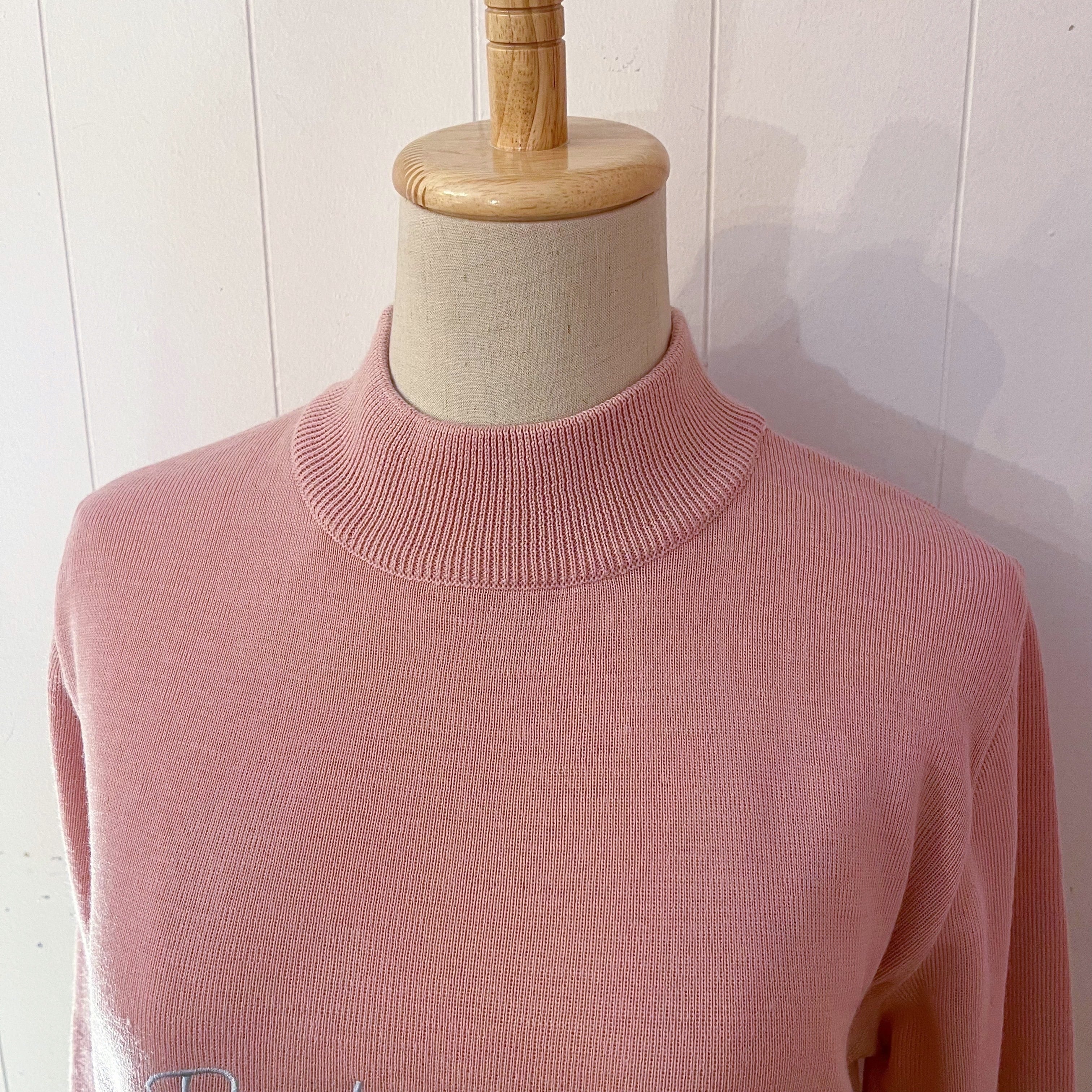 bear applique pink knit sweater