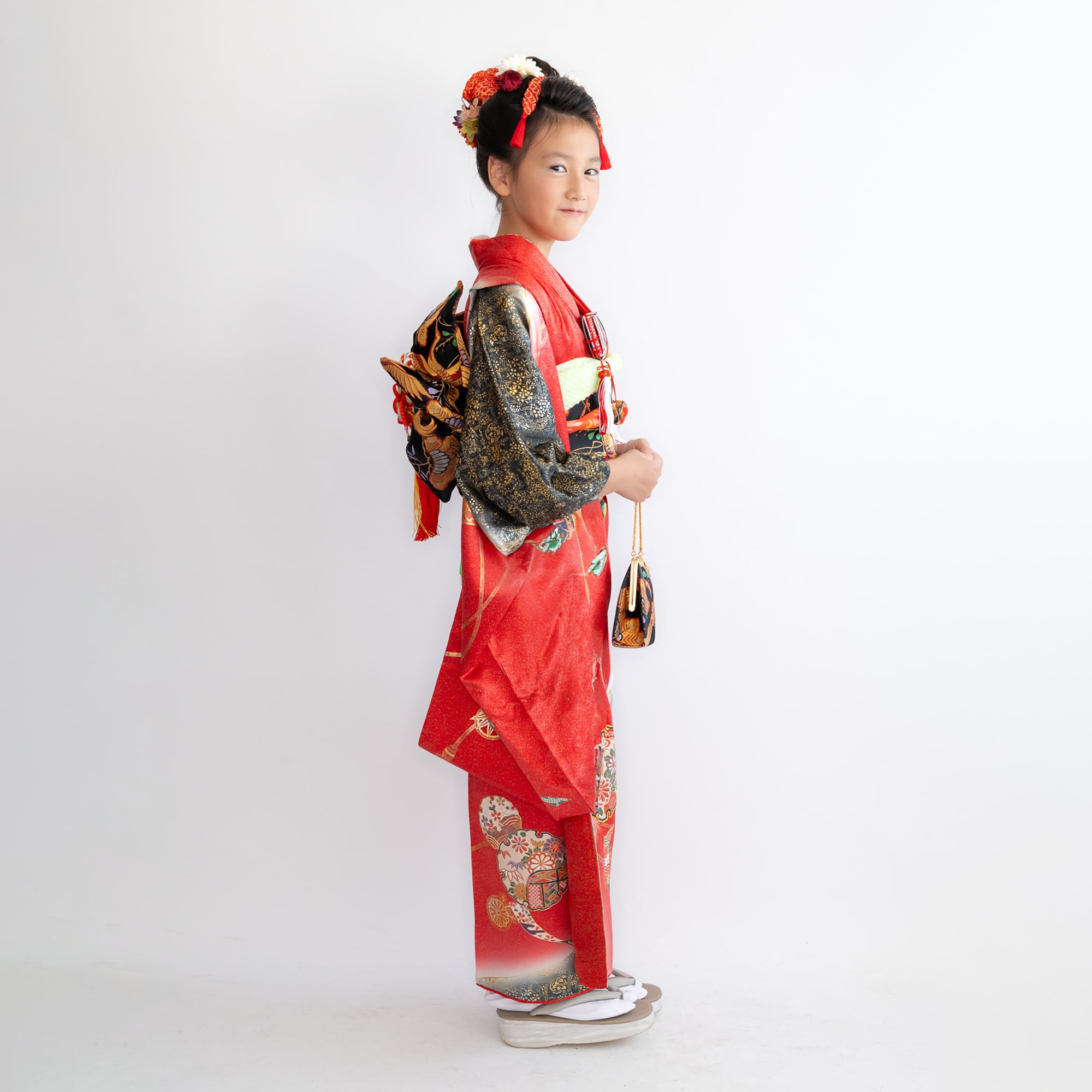七五三7歳/二分の一成人式振袖髪飾り赤/白A】ヘッドドレス&水 七五三7歳/二分の一成人式振袖髪飾り赤/白A】ヘッドドレス&水