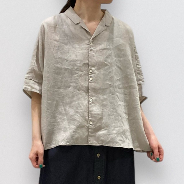 vm linen open collar loose shirt