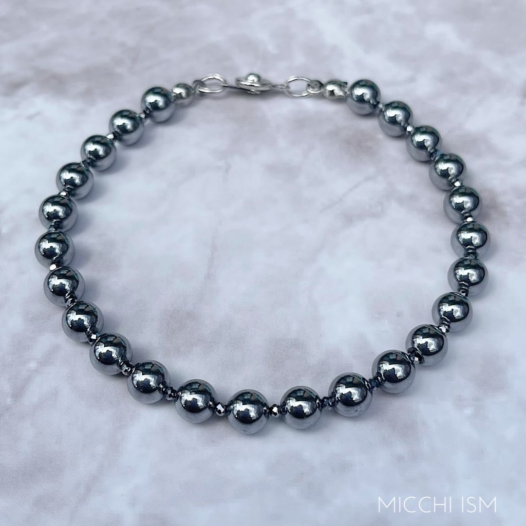 ご注文品✿高純度12Nテラヘルツ鉱石✡ ブラックシリカ✡ヘマタイト アンクレット ご注文品✿高純度12Nテラヘルツ鉱石✡ ブラックシリカ