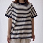 【ユニセックス】綿100％ オーバーサイズ ボーダーTシャツ｜白×ネイビー｜サムネイル1