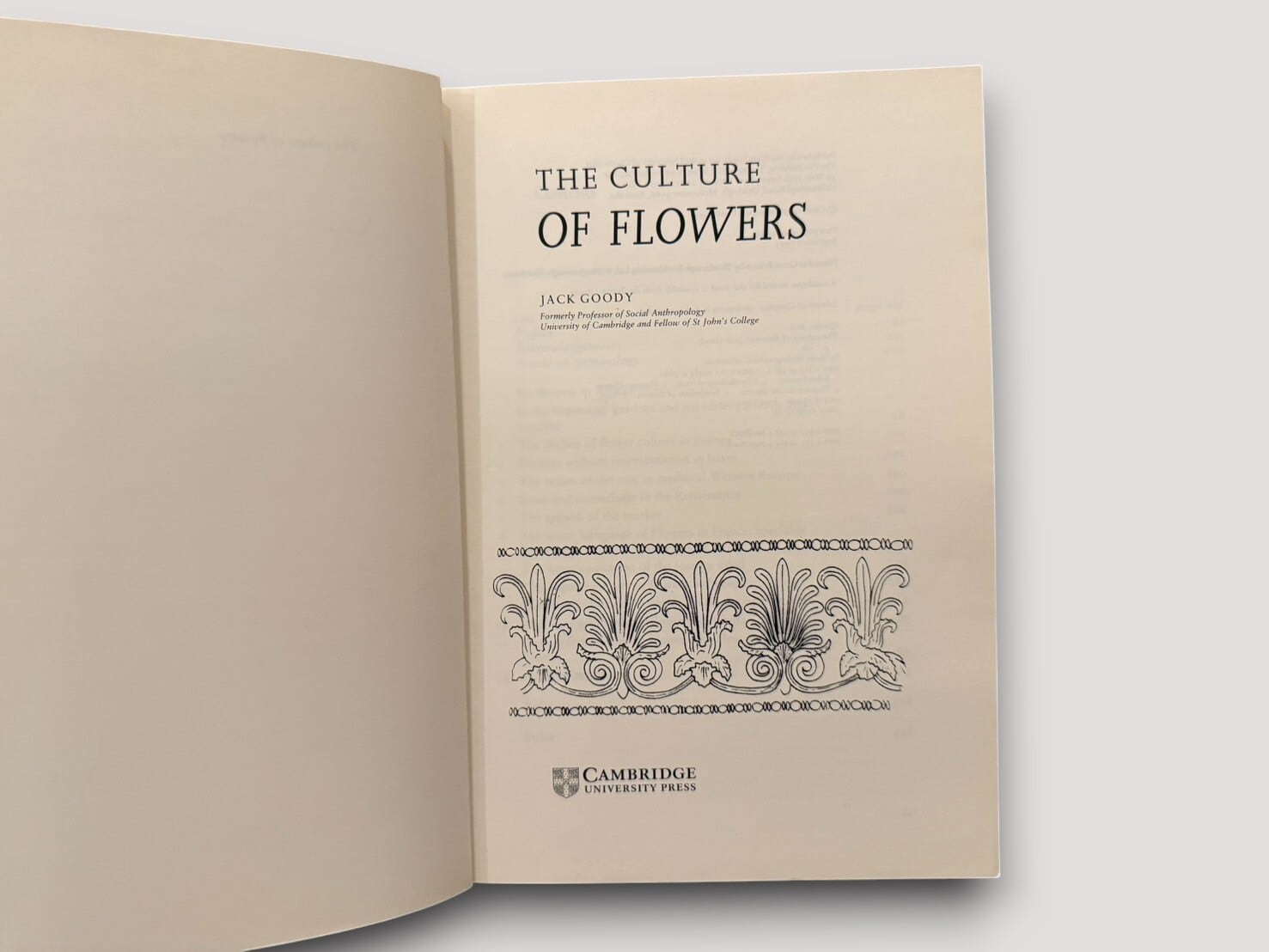 SS221】【REPRINT】The Culture of Flowers(1993) /Jack Goody