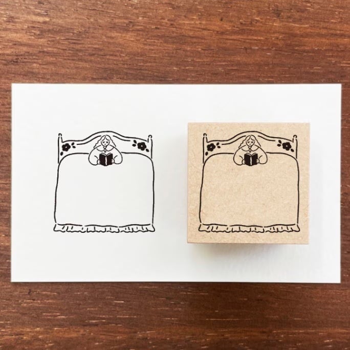 スタンプマルシェ マールちゃん・フレームスタンプL ベッド はんこ SM02