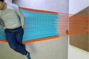 ハンモック  "Bed-mock"  ( Turquoise blue × Orange line )    Size-S  (180cm)