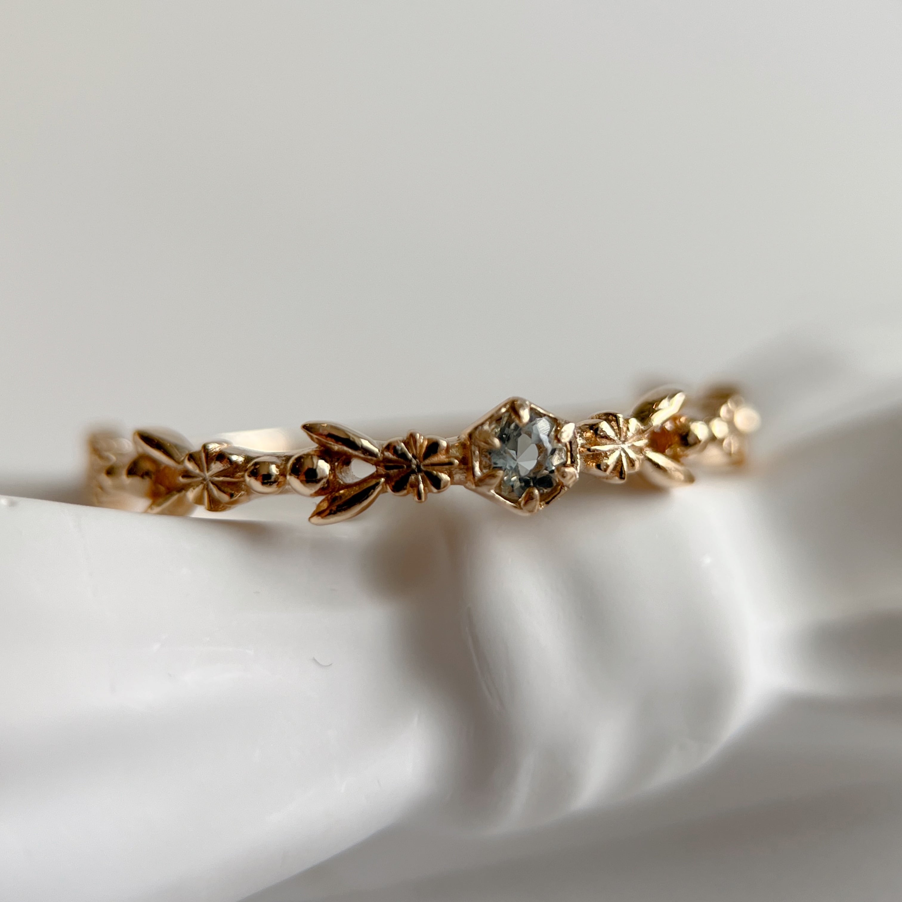 天然アクアマリン　六角形リング　silver925製