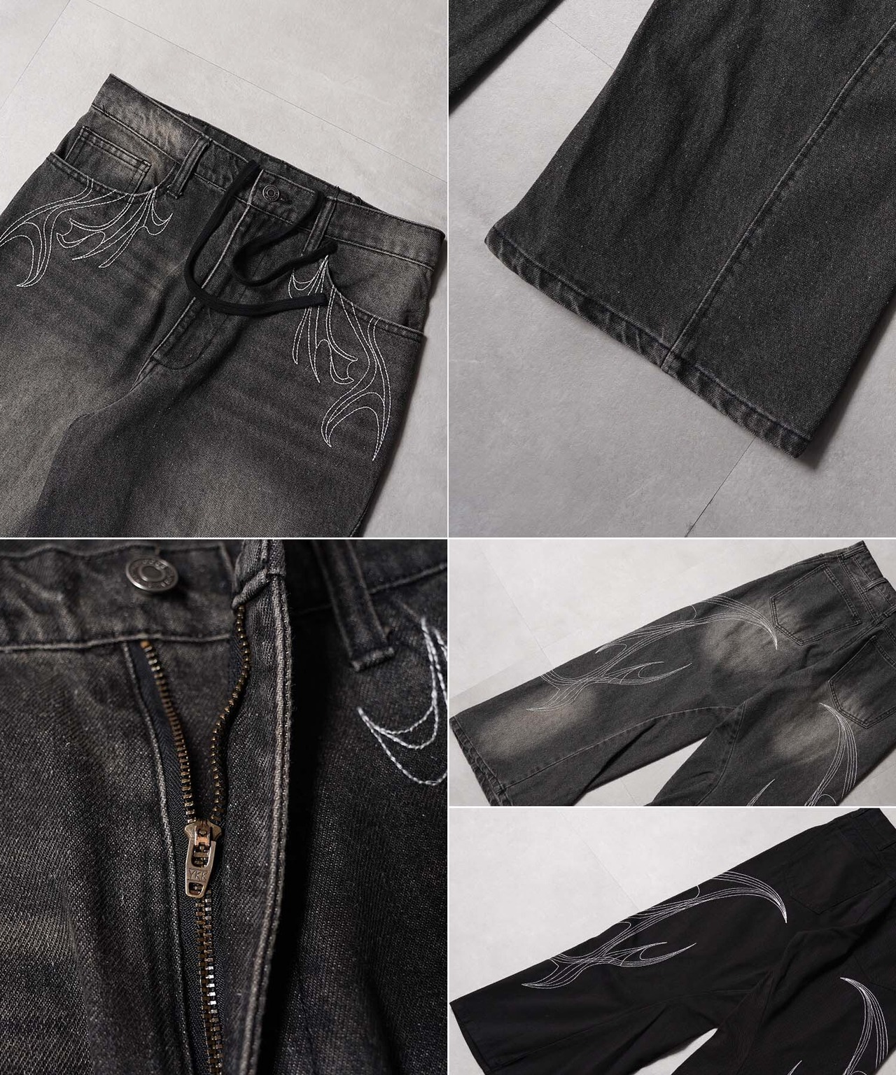 ◆トライバル刺繍 カーブパンツ◆wi-497038