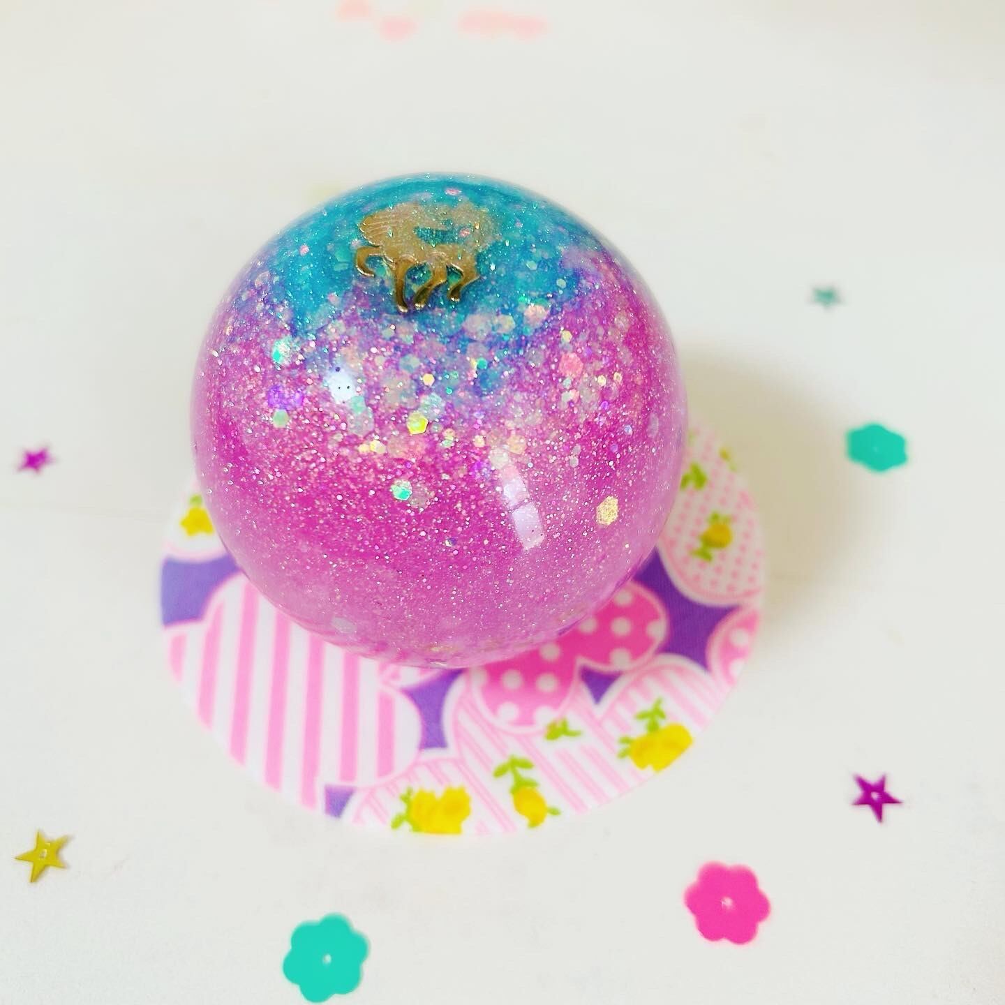 虹のクリスタル水晶玉オルゴナイト♡ユニコーン