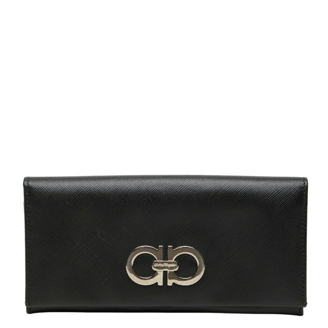 サルヴァトーレフェラガモ ガンチーニ 長財布 ブラック レザー レディース Salvatore Ferragamo 【中古】