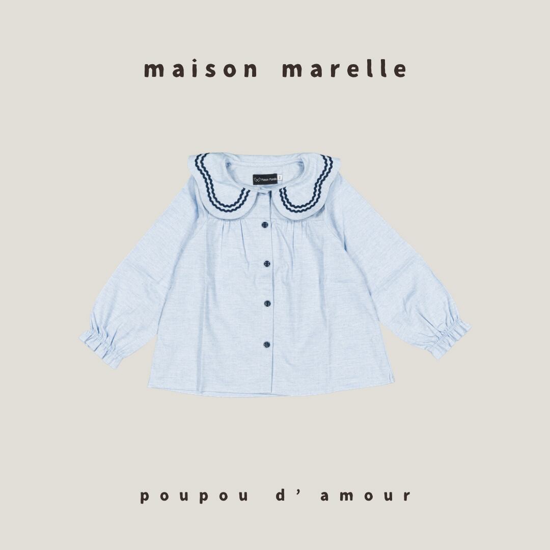 12M~5Y 送料無料【予約】maison marelle|Blouse PASSY - heathered blue (11月上旬以降入荷予定)