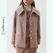 淡彩の格子が揺れる余韻：チェックブレザーコート《XU0286》