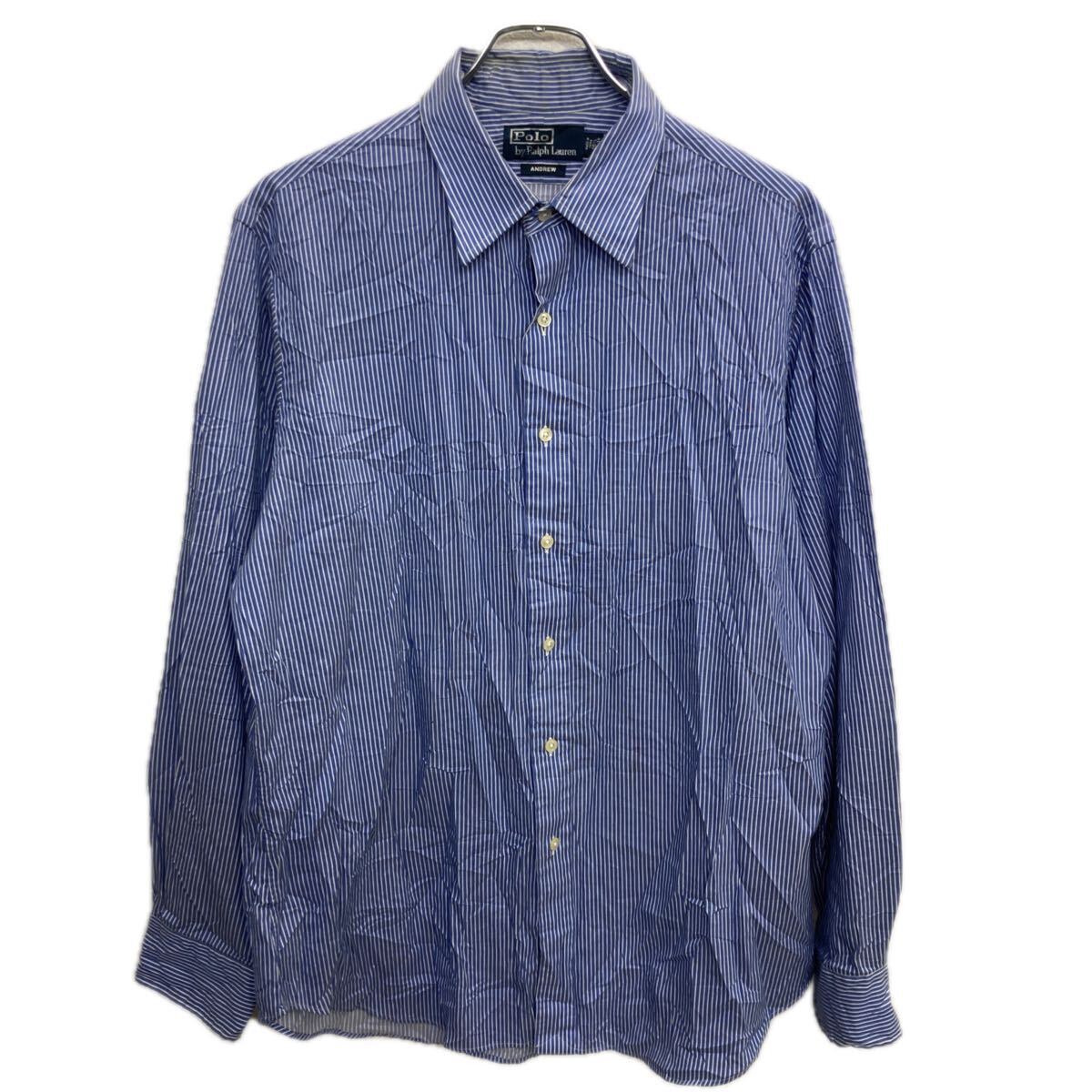 フランス製】OLD Charvet シャルべ ストライプシャツ ブルーホワイト