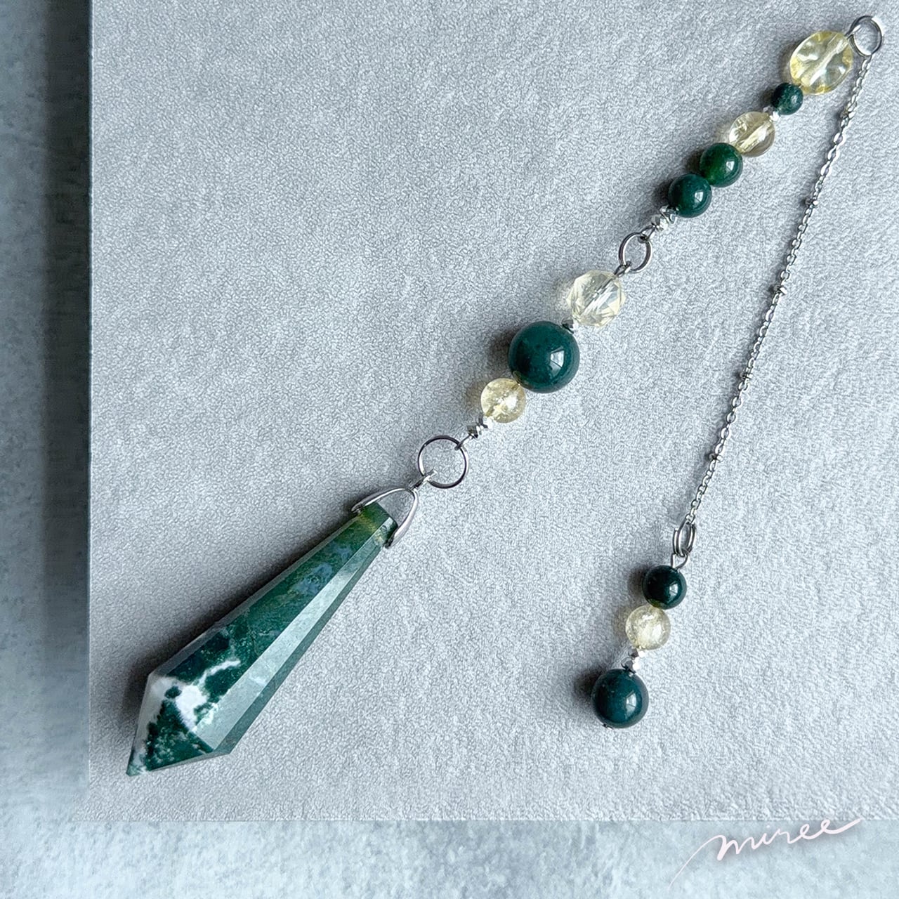 コツコツ育てた未来を、ちゃんと実らせるペンデュラム【モスアゲート×シトリン】moss agate pendulum