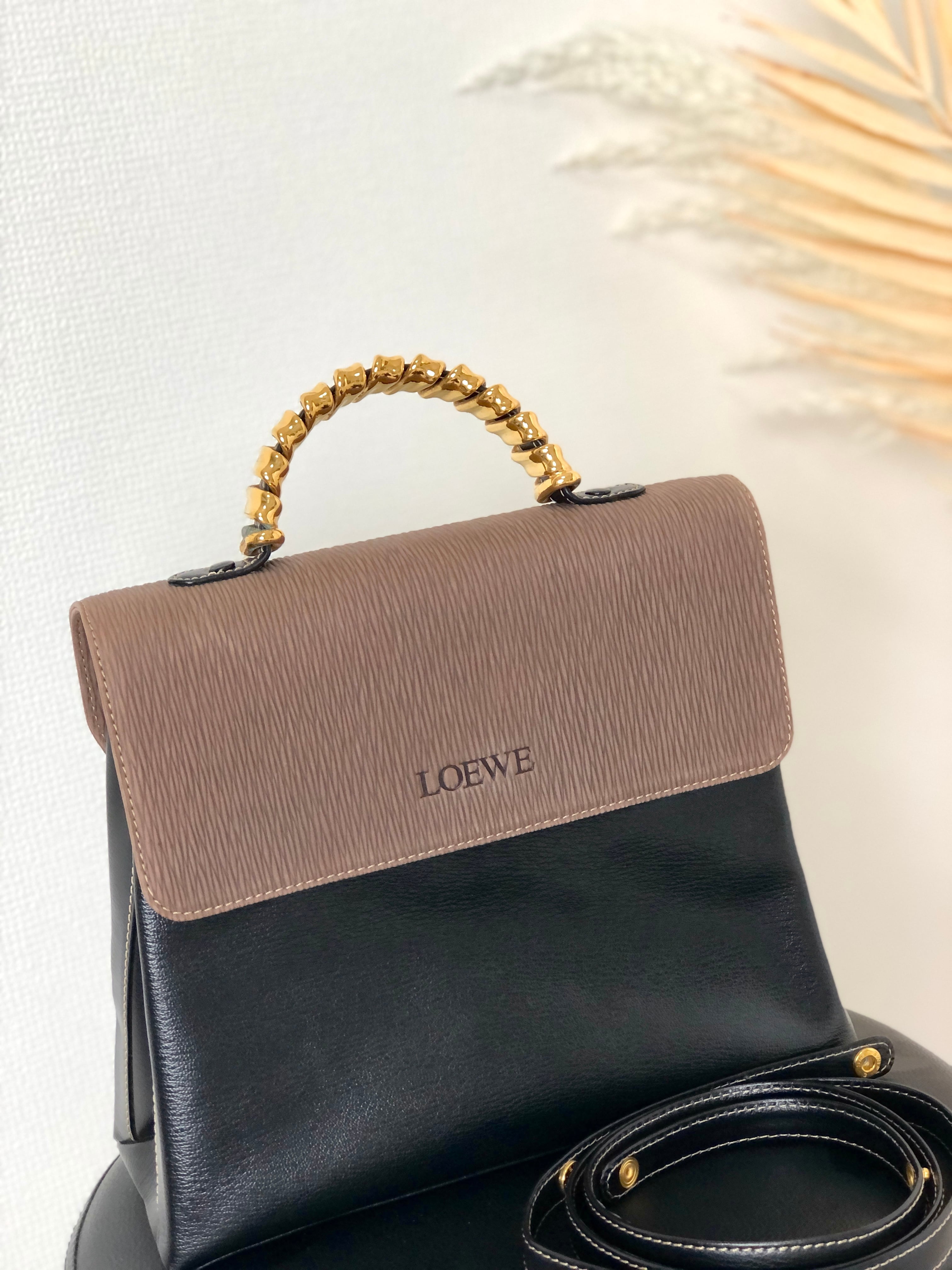 LOEWE ロエベ ベラスケス メタルハンドル レザー 2way ハンドバッグ ショルダーバッグ ブラック×ブラウン vintage ヴィンテージ  オールド zpbizw | VintageShop solo powered by BASE