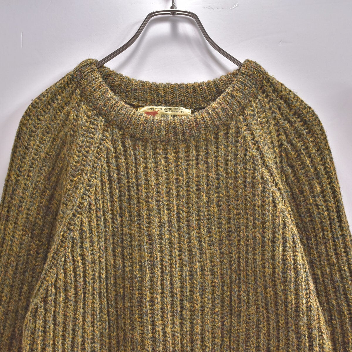 90s~ 英国製 HIGHLAND CLUB ハイランドクラブ ミックスニット 畦編み セーター ヴィンテージ プルオーバーニット リブ編み メンズSサイズ