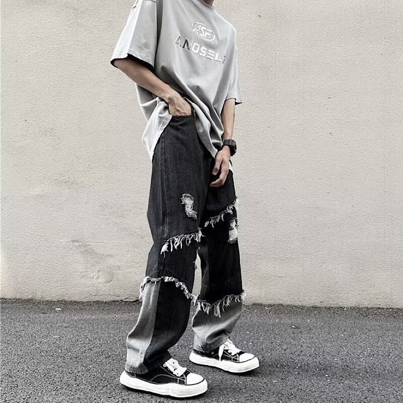ヴィンテージ感高まる ♪ 古着っぽ ワイド デニムパンツ ワイドパンツ