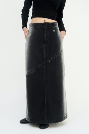 [TREEMINGBIRD] Curved Pocket Cut Denim Skirt [ Black ] 正規品 韓国ブランド 韓国通販 韓国代行 韓国ファッション TRMNGBD tmb TREEMING BIRD 日本 店舗