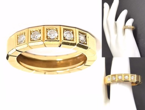 Chopard　ショパール　ICE CUBE  アイスキューブ　リング　ダイヤモンド  0.18ct　K18 YG　イエローゴールド　指輪　9号　5P