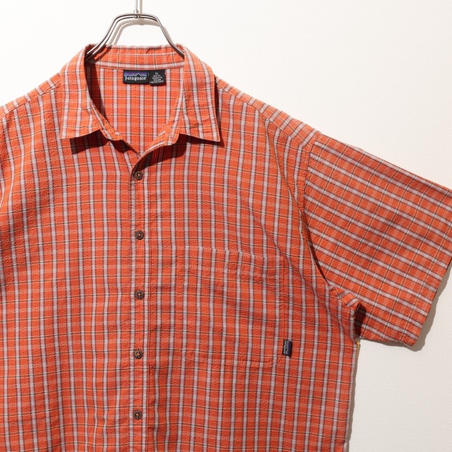 美品 XL 02年 オレンジ Puckerware Shirt Patagonia パッカーウェアシャツ パタゴニア  シアサッカー