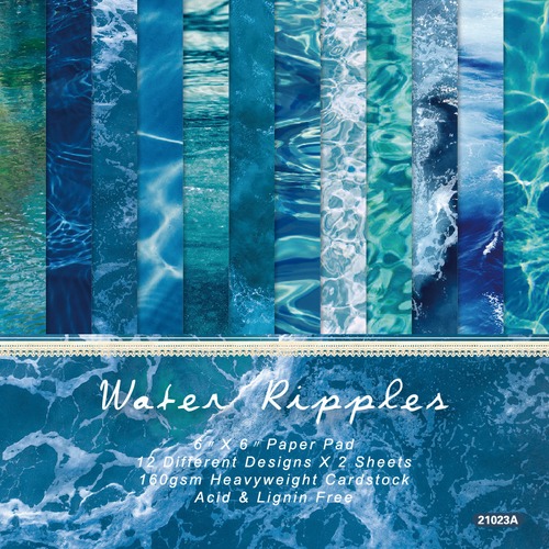 波のきらめきデザインペーパー　12種24枚入り　Water Ripples　21023A[PC-33p]