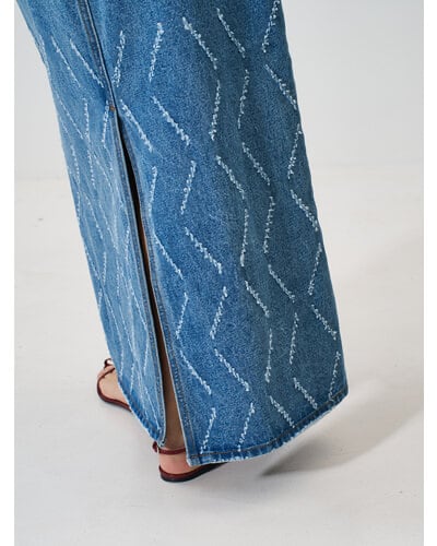 【YENN】LASER CUT DENIM SK