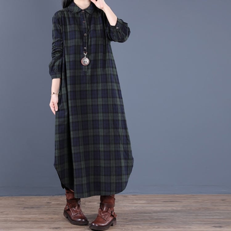 タータンチェックシャツワンピース（2色）10099 | さらり＊ふわり
