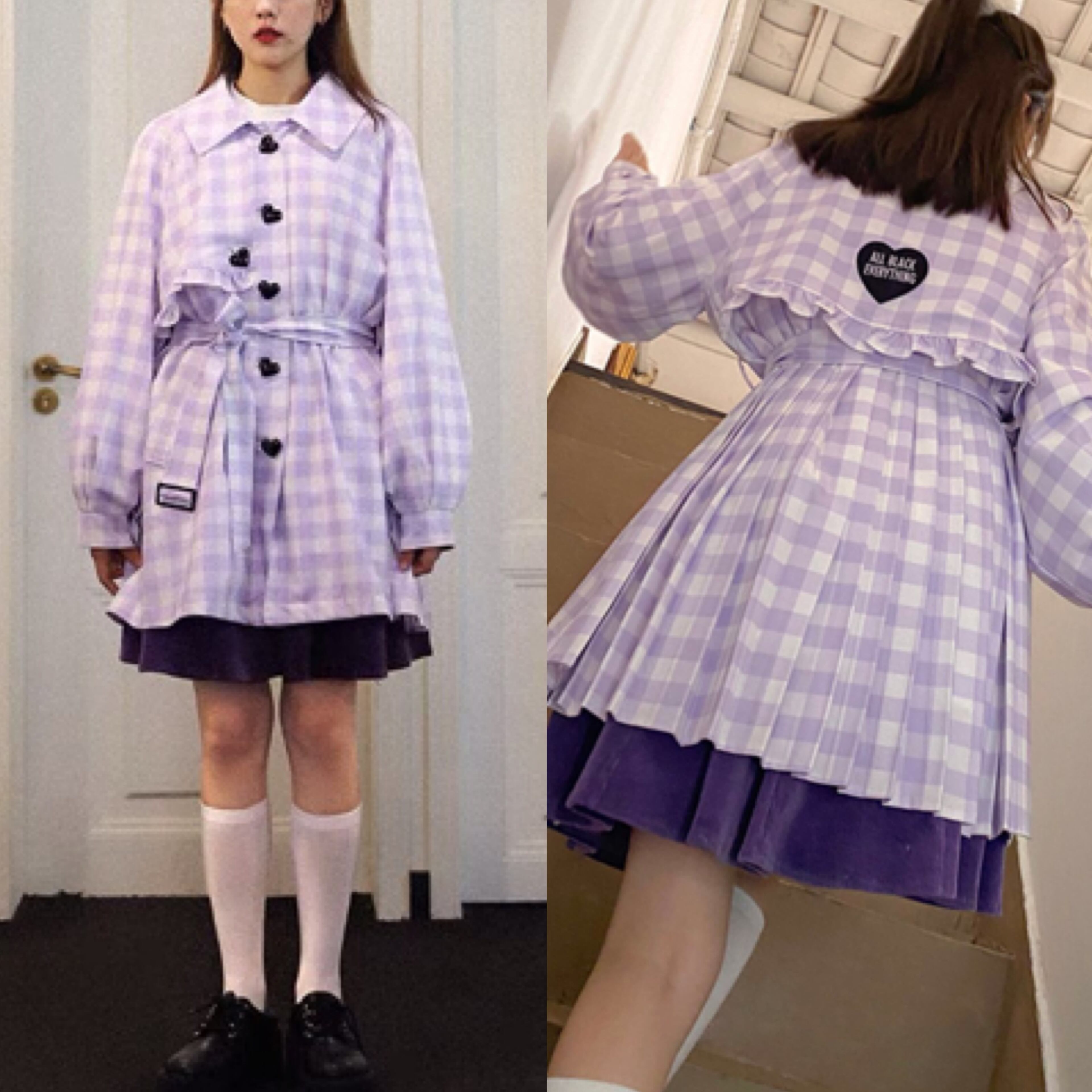 ギンガムチェック 紫 パープル コート ジャケット | LOVEYsmileSHOP