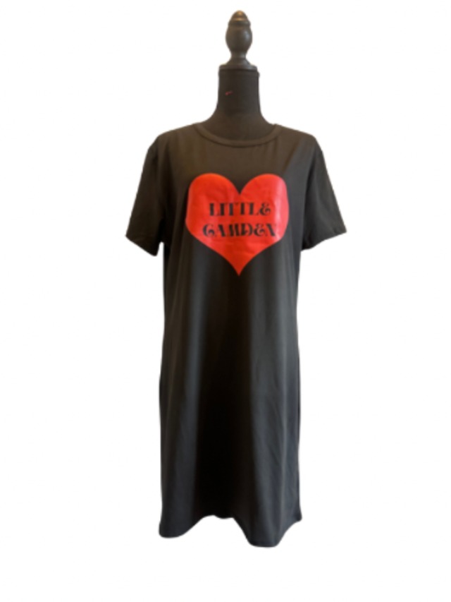 Tシャツワンピース【ピンク・ブラックハート】