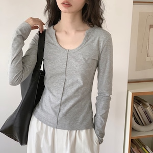 Uネックスリムトップス SG0061