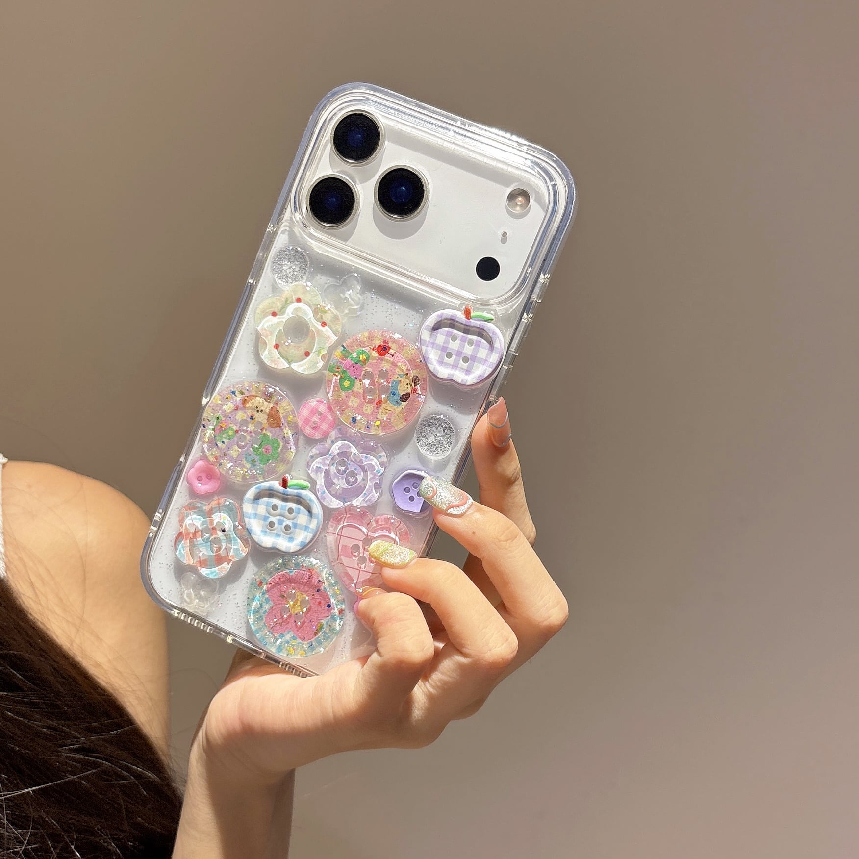 クリア iphone 17 16 15 14 13 12 ケース 花 立体 ぷっくり かわいい