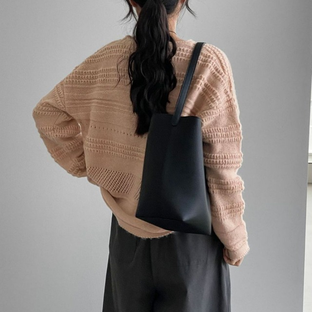 openwork crew neck knit　J00207