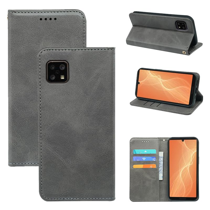 適用 AQUOS Sense4 ケース 手帳型 Sense4/Sense5G/Sense4 basic/Sense4 Lite 用 (ライトグレー)