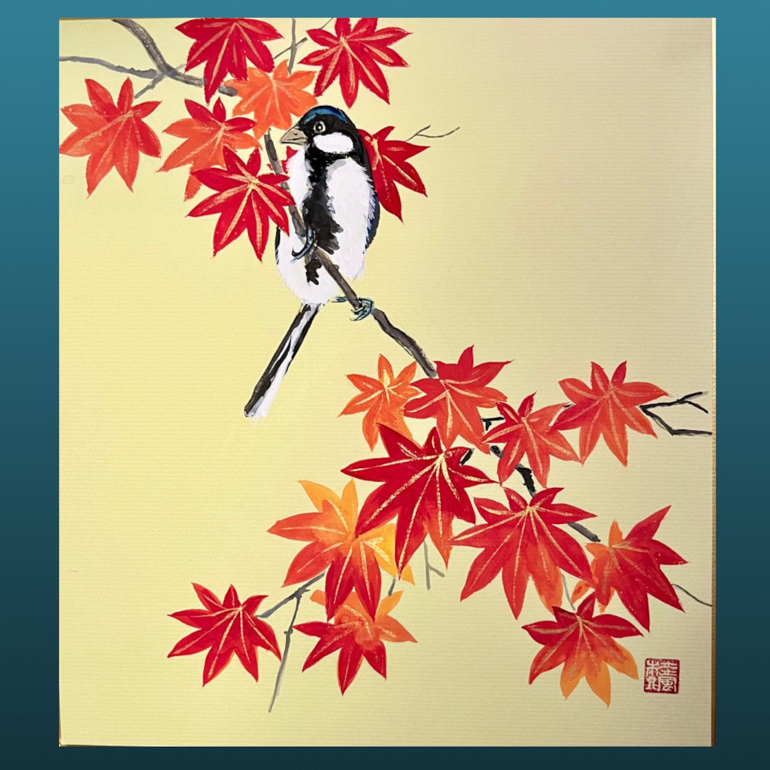 色紙「紅葉と小鳥」 | PAY ID