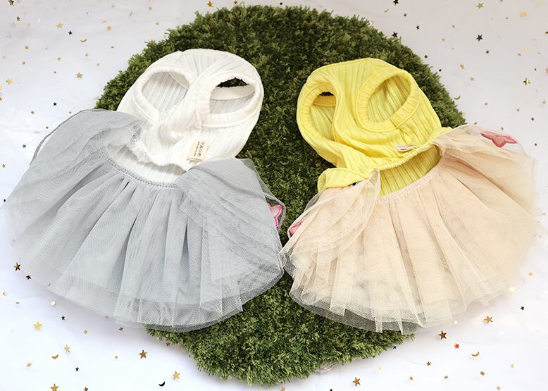 【SALE】ポンポンチュールワンピース S ~ XL 2color  /  犬服 犬の服 犬 ワンピース ドッグウェア 小型犬 中型犬