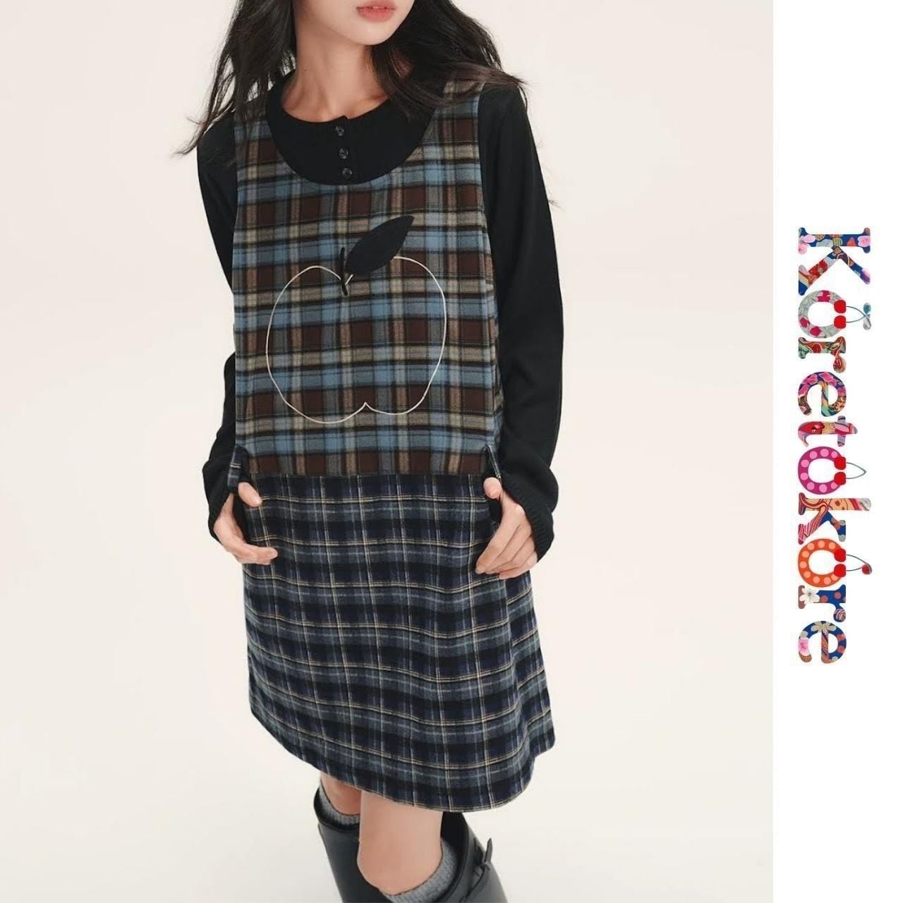 Plaid Apple in the Quiet Forest Dress A1135