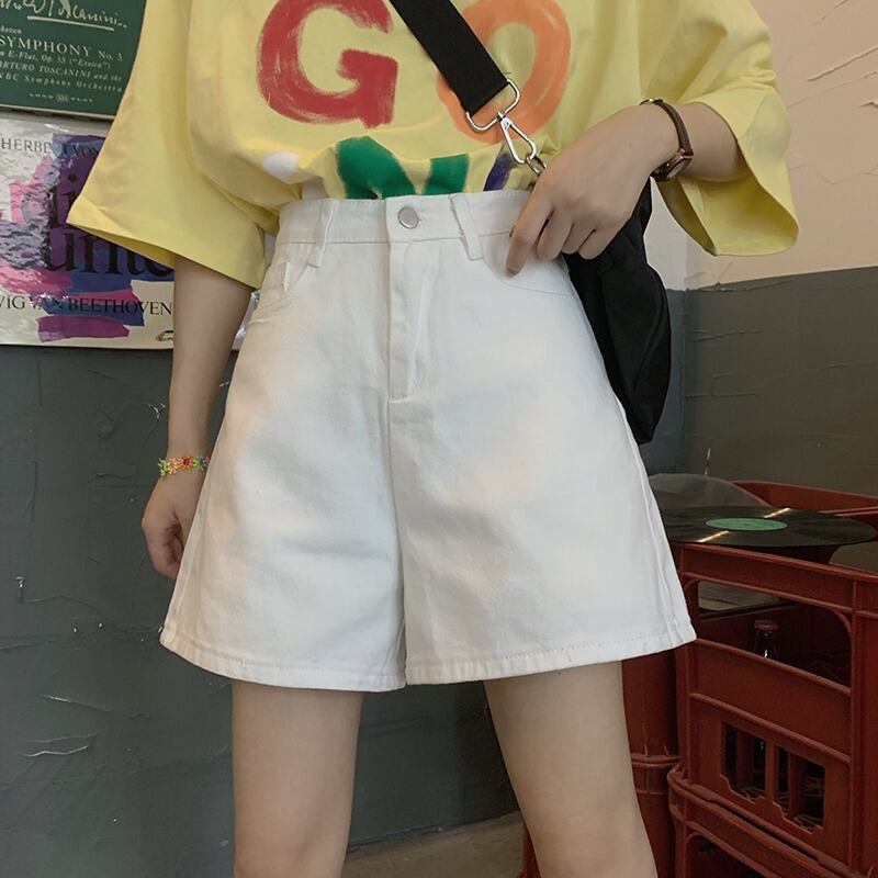 Aラインショーツ サマー薄手ハイウェストウェストホワイトワイドレッグパンツ 夏物 ブルマー ワイドパンツ 1号婦人10885166428