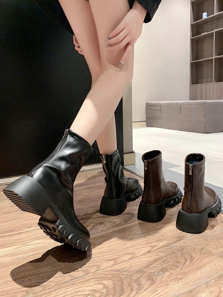 ブーツウィンターベルベットバックジッパー薄手 靴 シューズ 冬物 部族の婦人靴23904217279