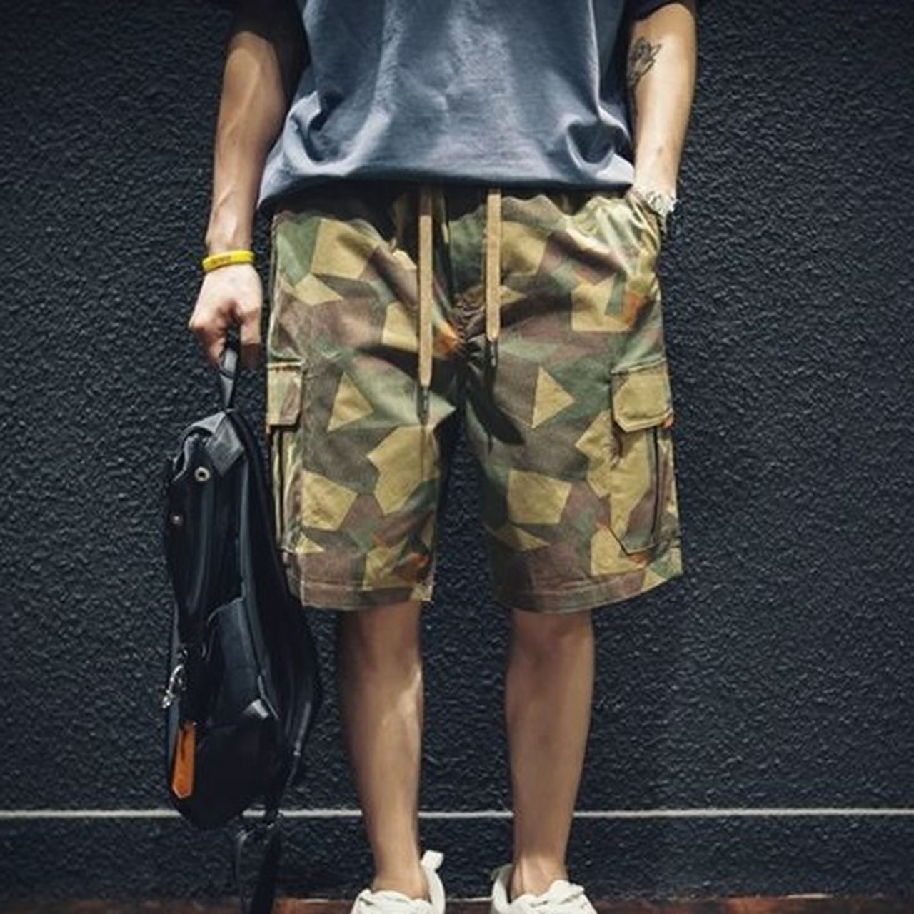 Cargo Pocket Drawcord Shorts Above Knee ◇2color H0659