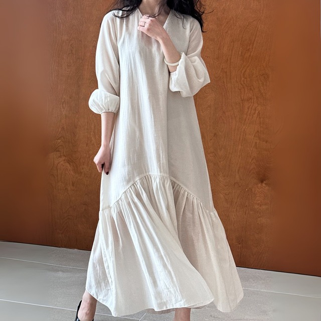 フリルバルーンスリーブワンピース　00870