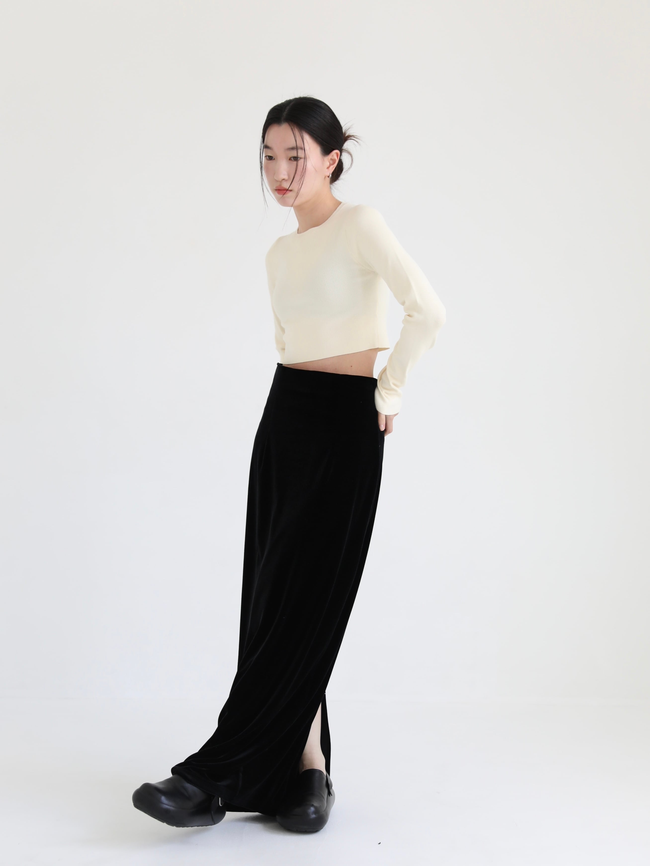 high-waist velours skirt -made in Japan - | aéré high-waist velours skirt -made in Japan - | aéré