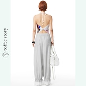 たゆたうシルエットに滲むレースの甘美トラウザーパンツ 《B0056》