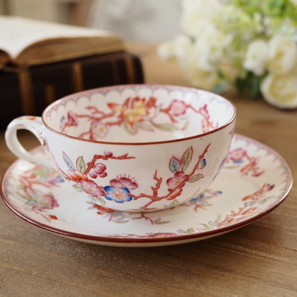 美品　サルグミンヌ　fontanges　カップ&ソーサー　　フランスアンティーク フランスアンティーク サルグミンヌミントン252 カップソーサー F3